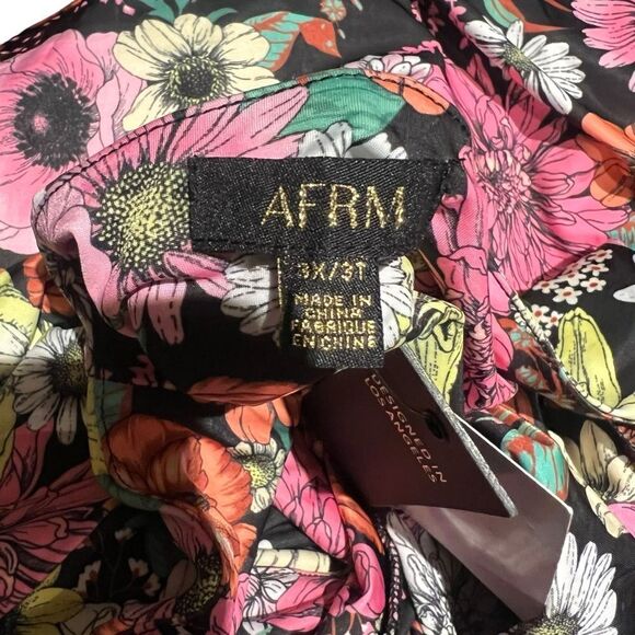 NWT! AFRM Lizette in noir garden floral short sleeve maxi dress - Picture 4 of 12